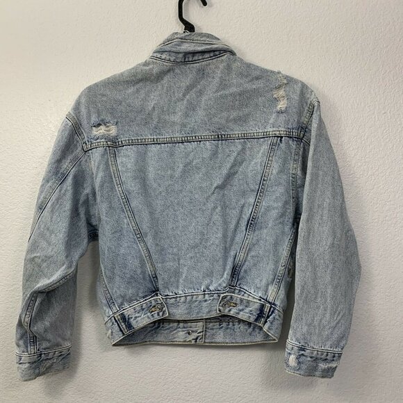 Mango Distressed Light Wash Denim Jackets - Picture 4 of 10